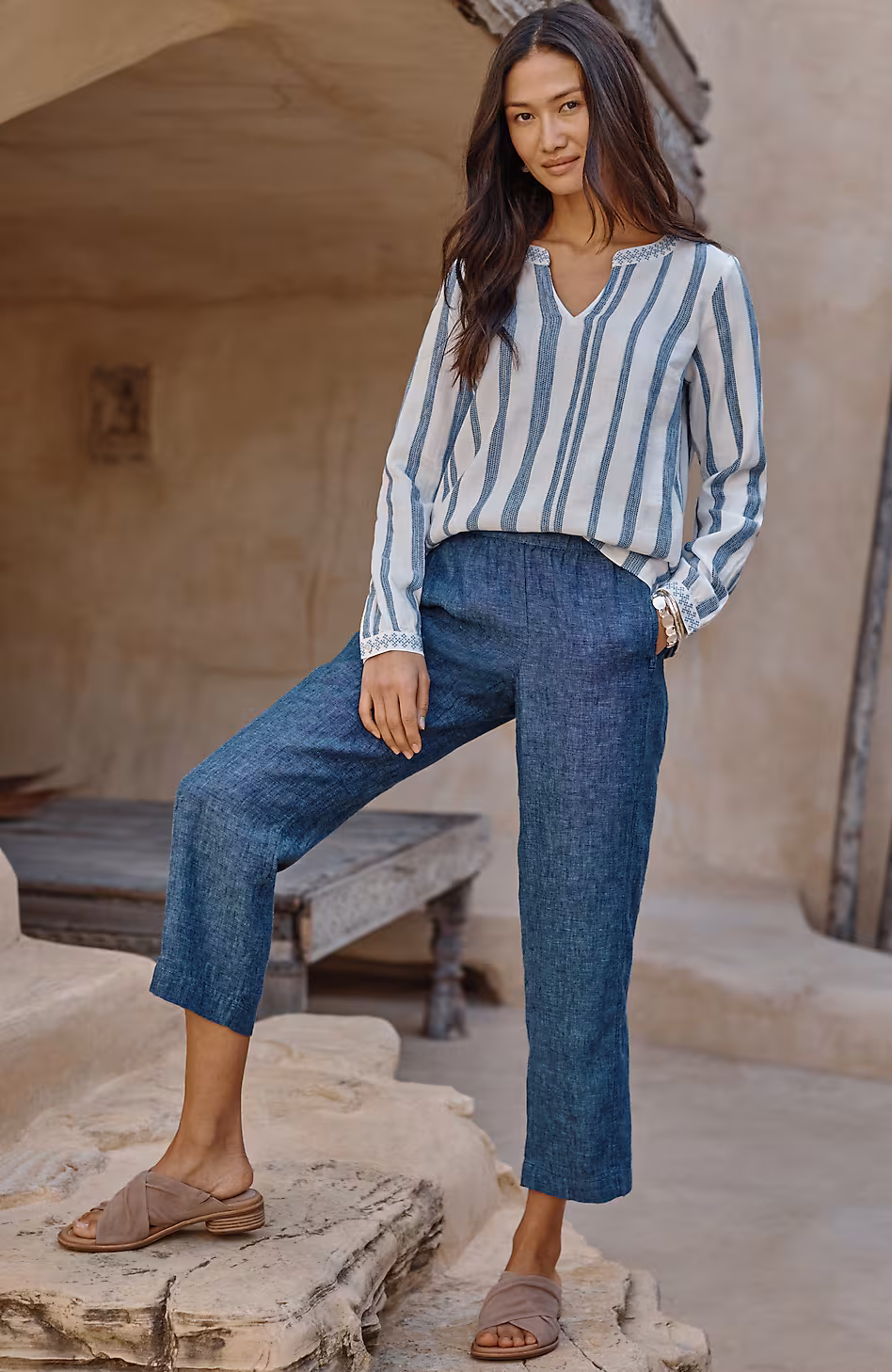 Pure Jill Linen Cropped Pants