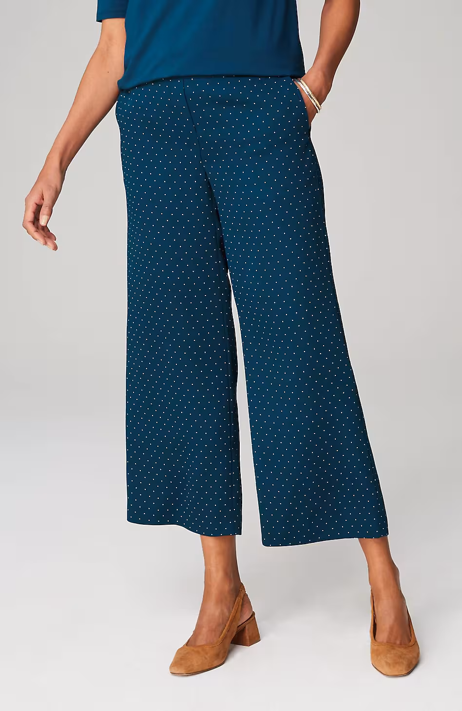 Wearever Easy-Care Woven Wide-Leg Crops