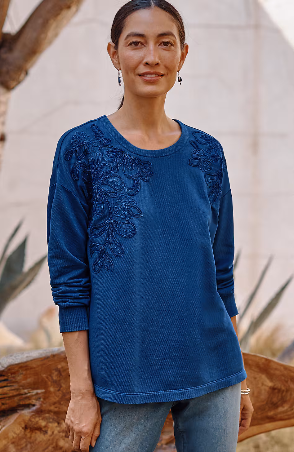 Pure Jill Relaxed Embroidered Top