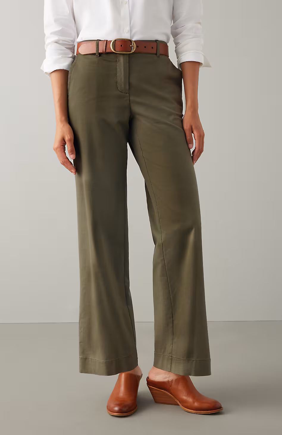Relaxed Chino Wide-Leg Pants
