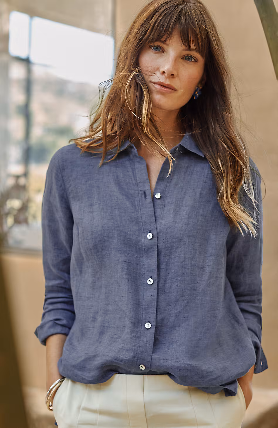 Everyday Linen Button-Front Shirt