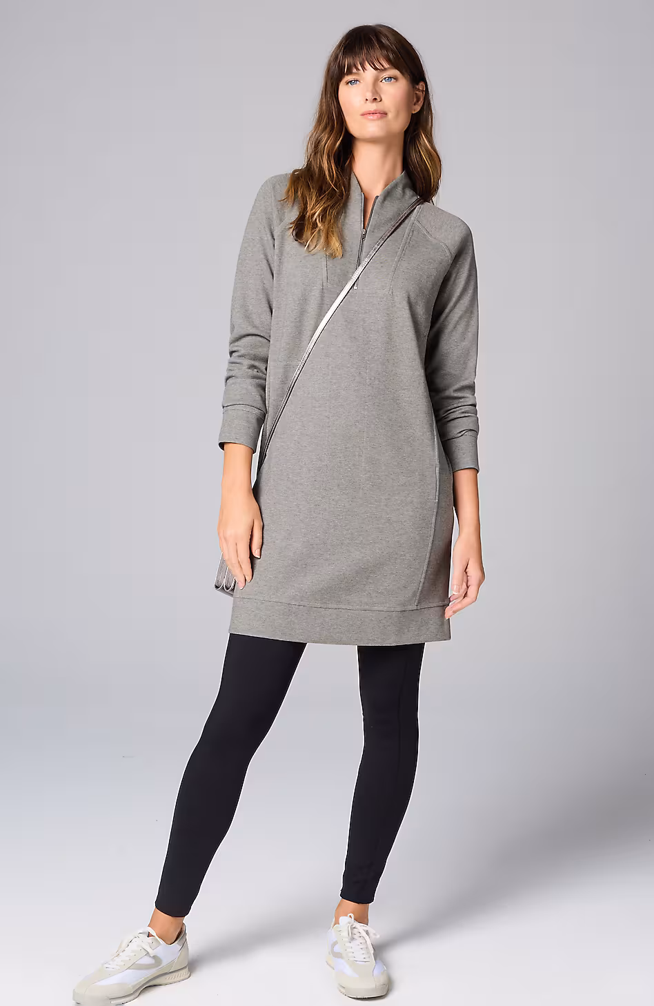 Fit Double-Knit Zipped-Collar Dress