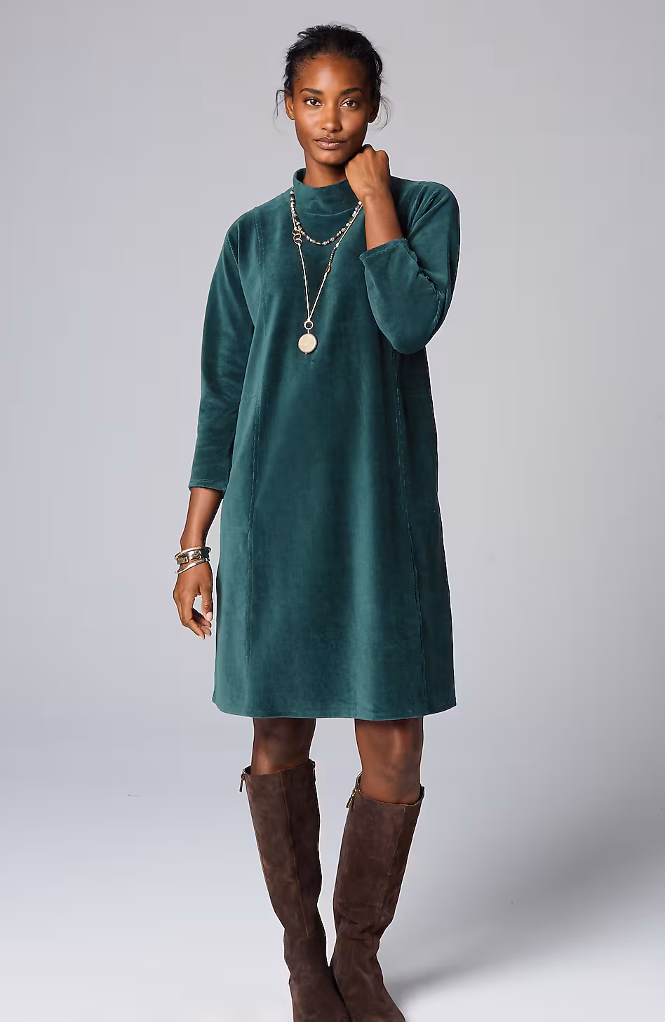 Pure Jill Corded-Velour Dress