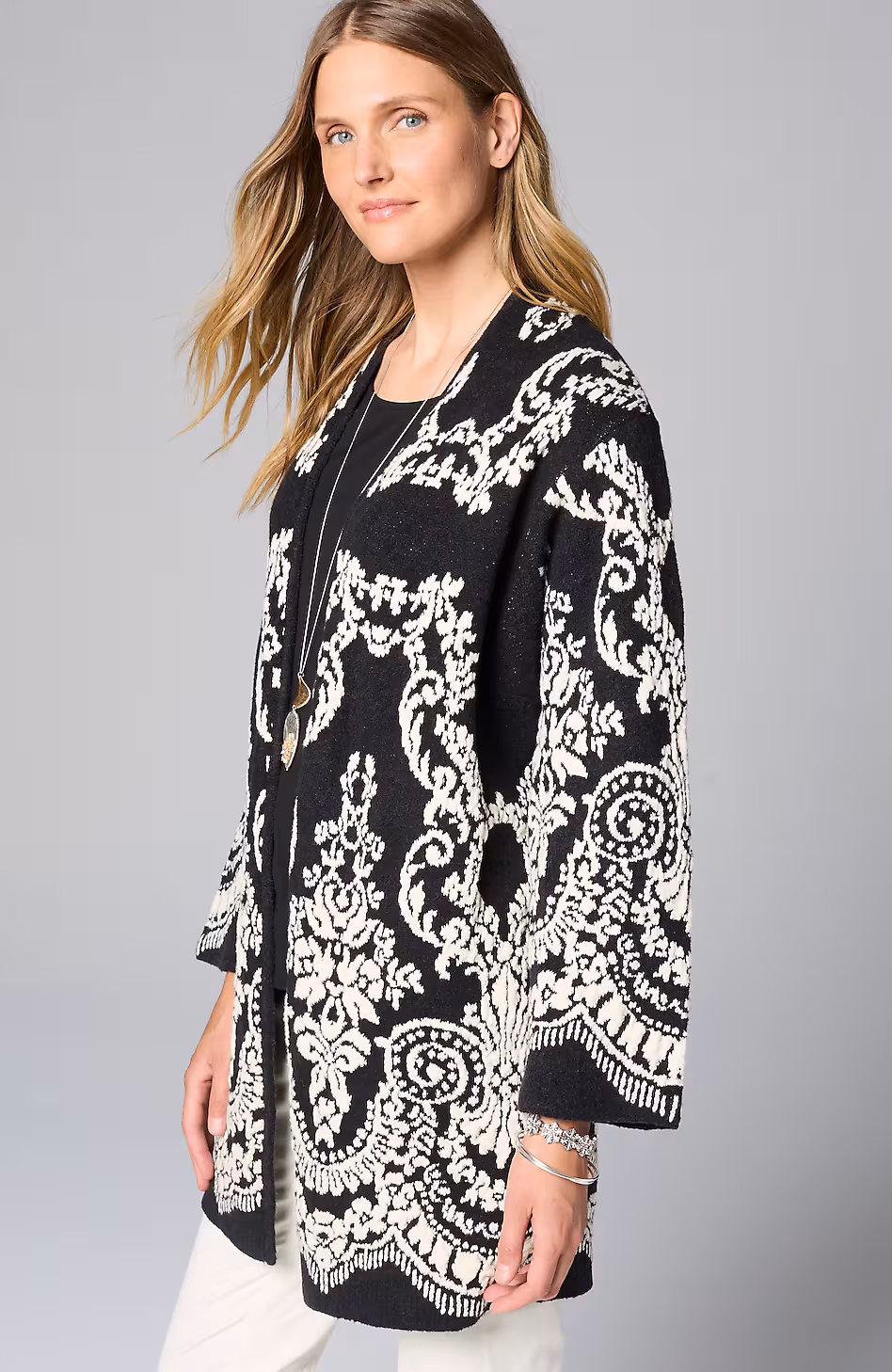 Placed-Jacquard Cardi