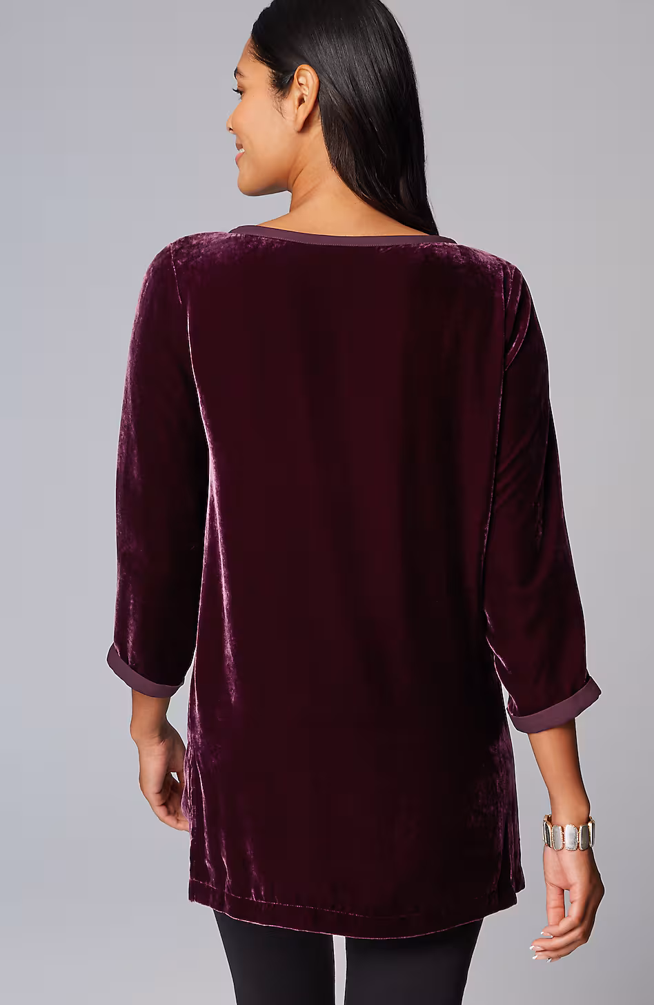 Rayon Silk Velvet Boat-Neck Tunic