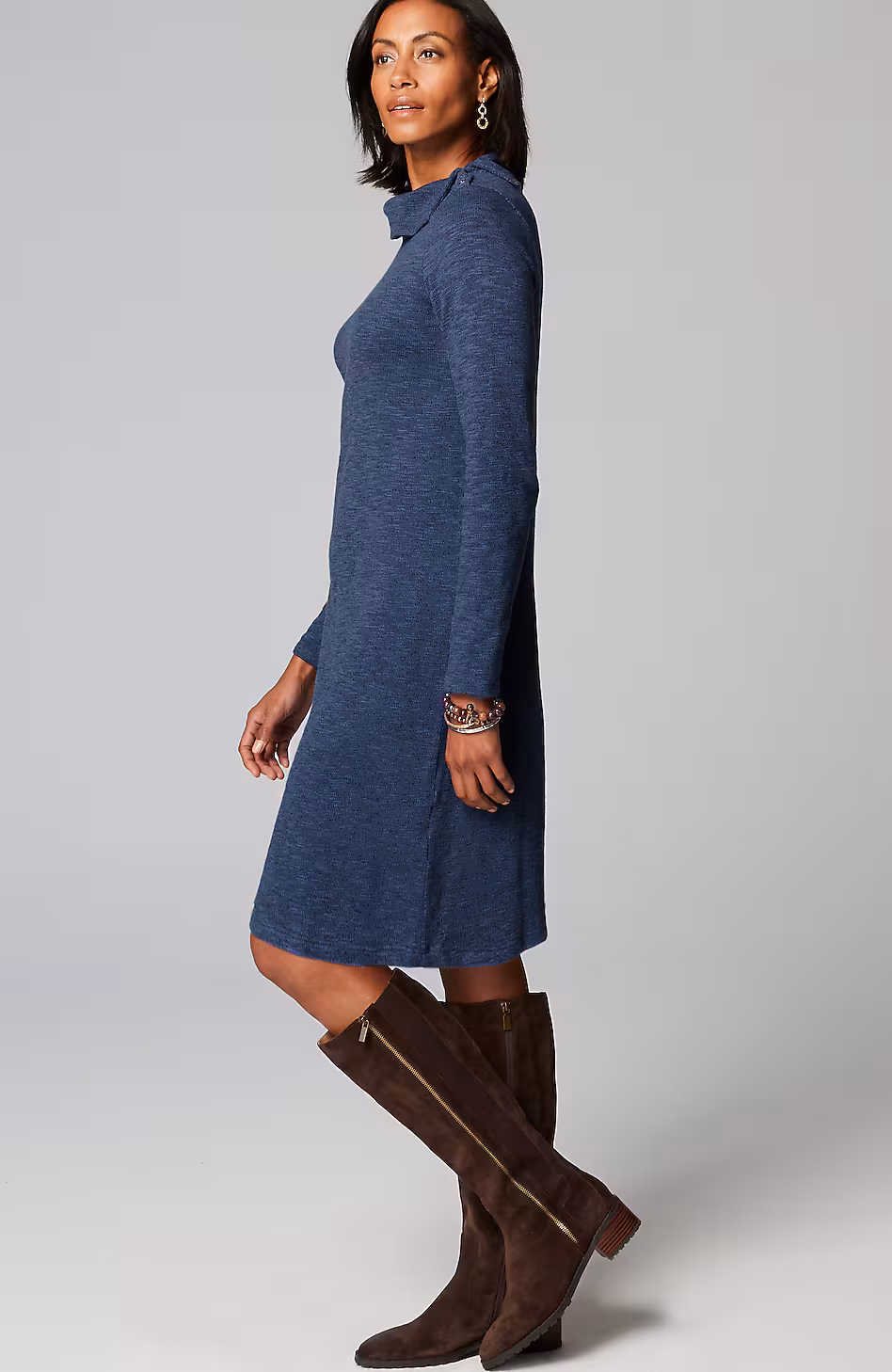 Pure Jill Asymmetrical Cowl-Neck Dress