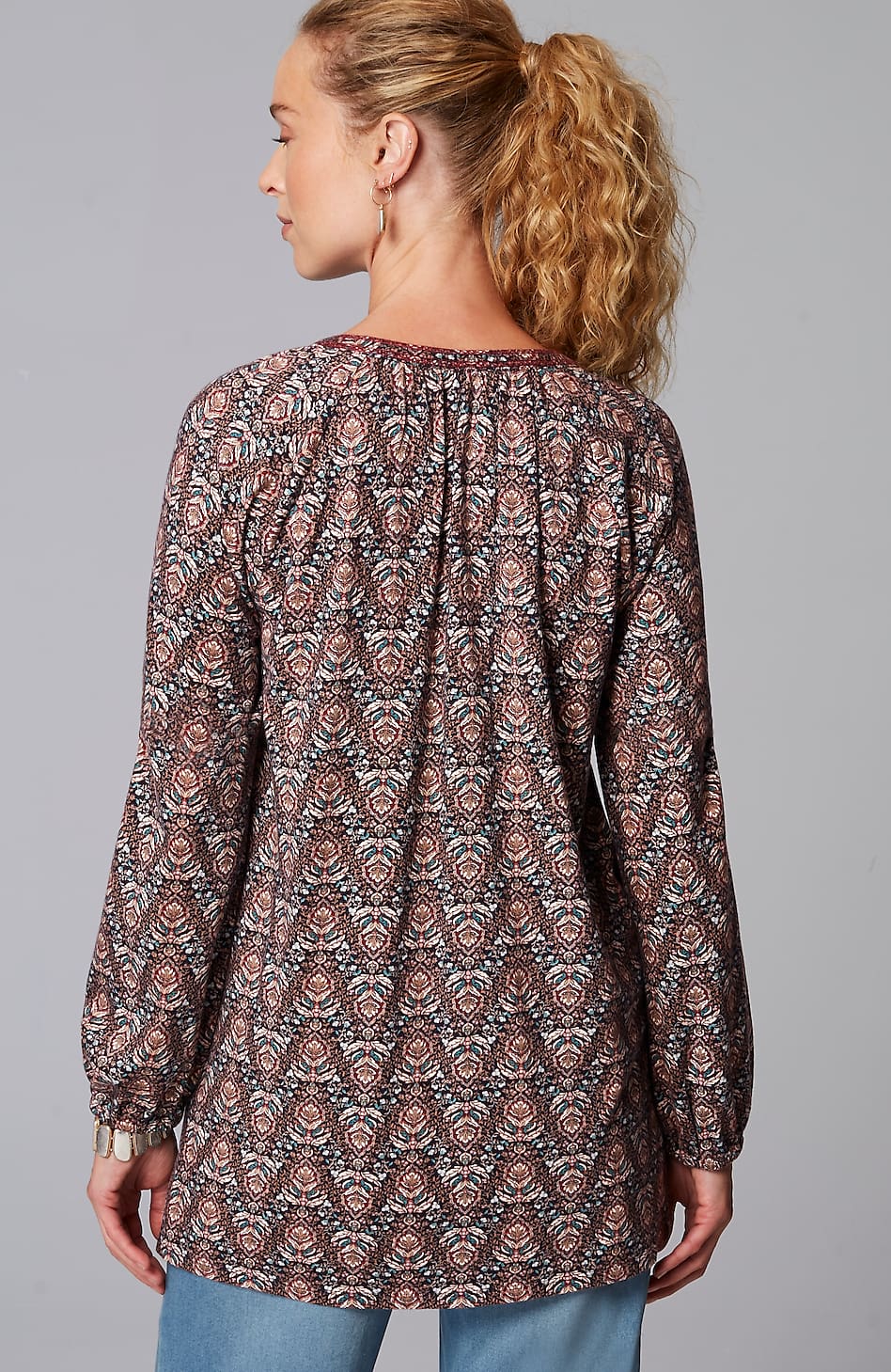 Pure Jill Printed & Embroidered Knit Tunic
