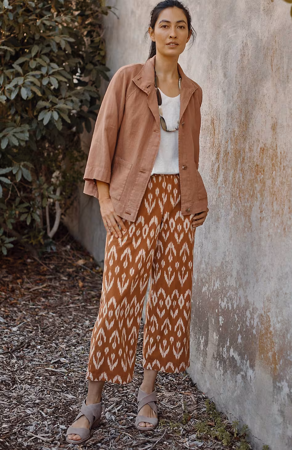 Pure Jill Ikat Wide-Leg Crops