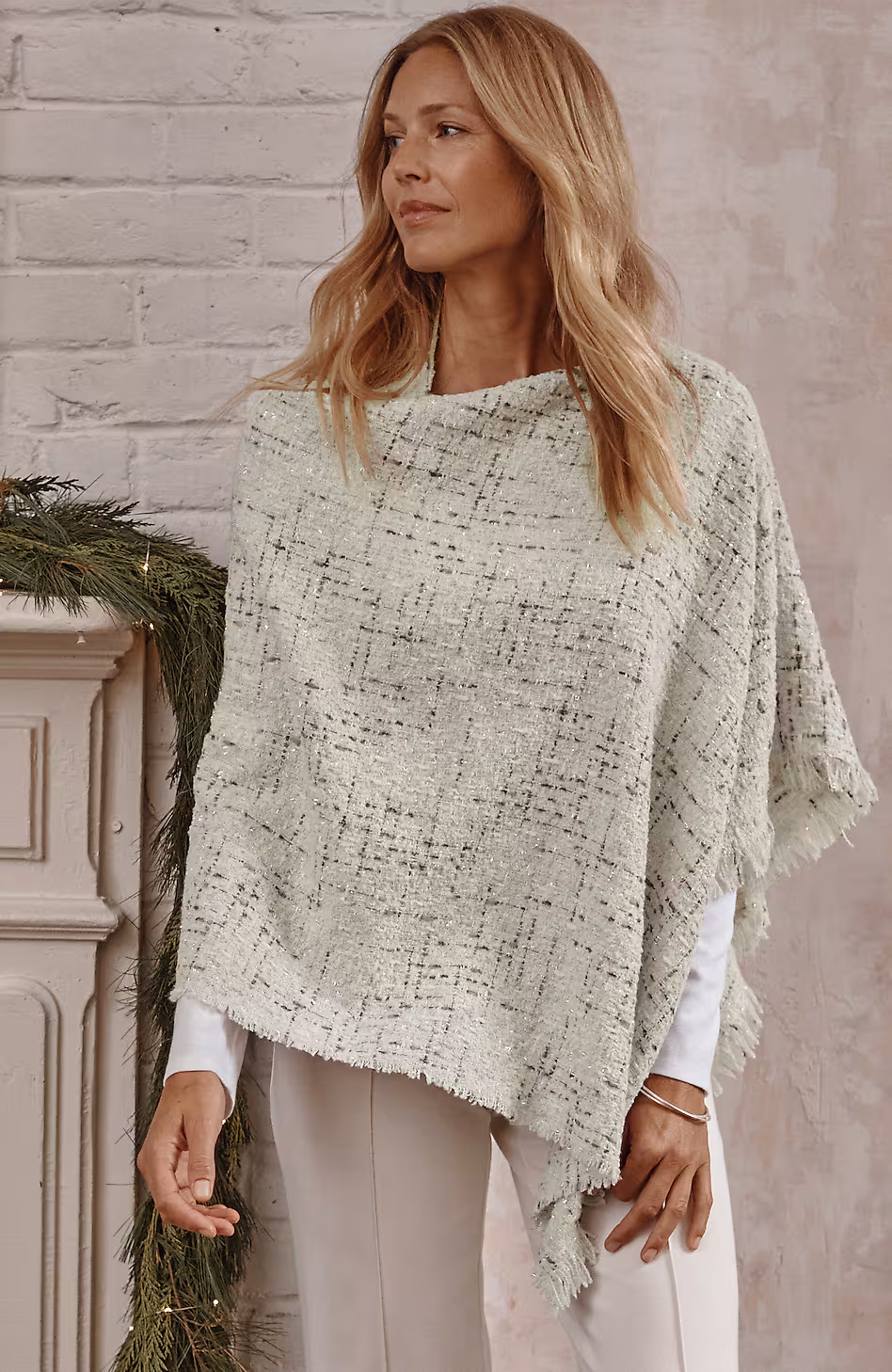 Textured Tweed Poncho