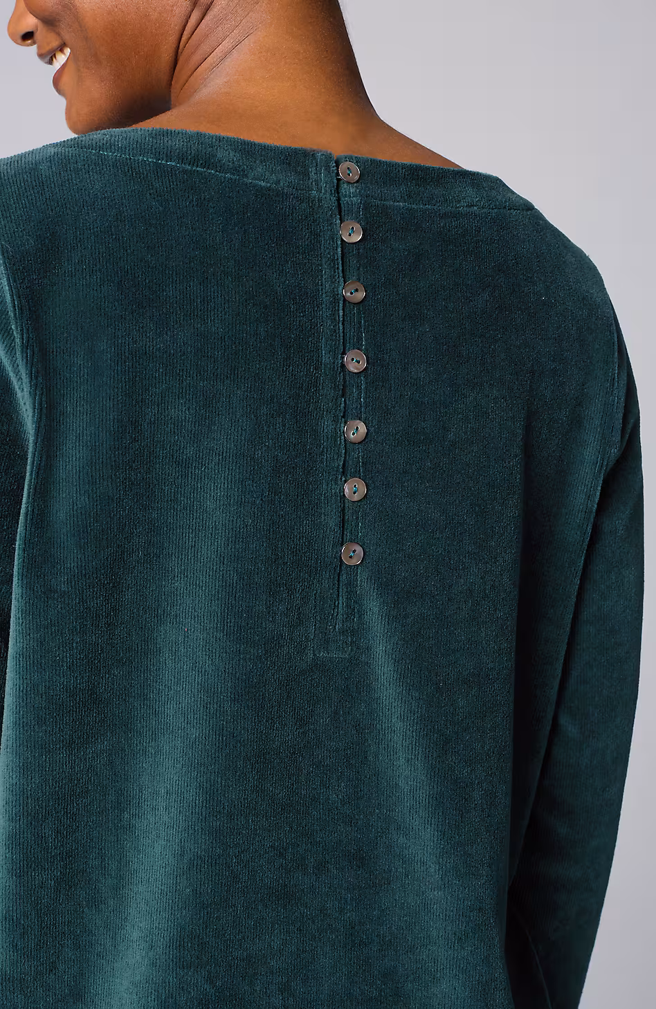 Pure Jill Corded-Velour Buttoned-Back Top