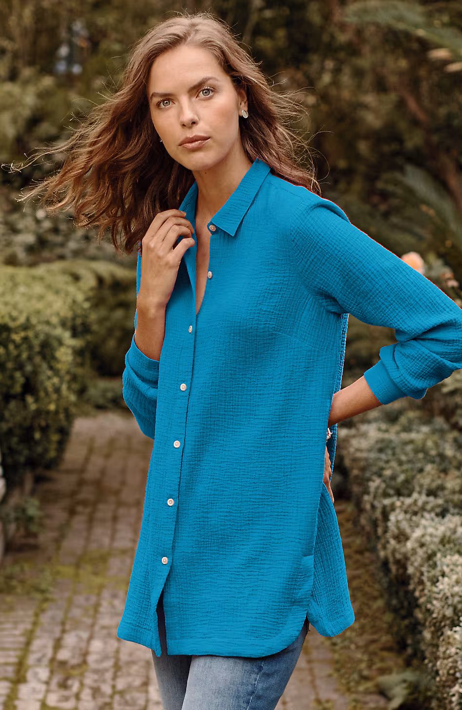 Cotton-Gauze Split-Hem Tunic