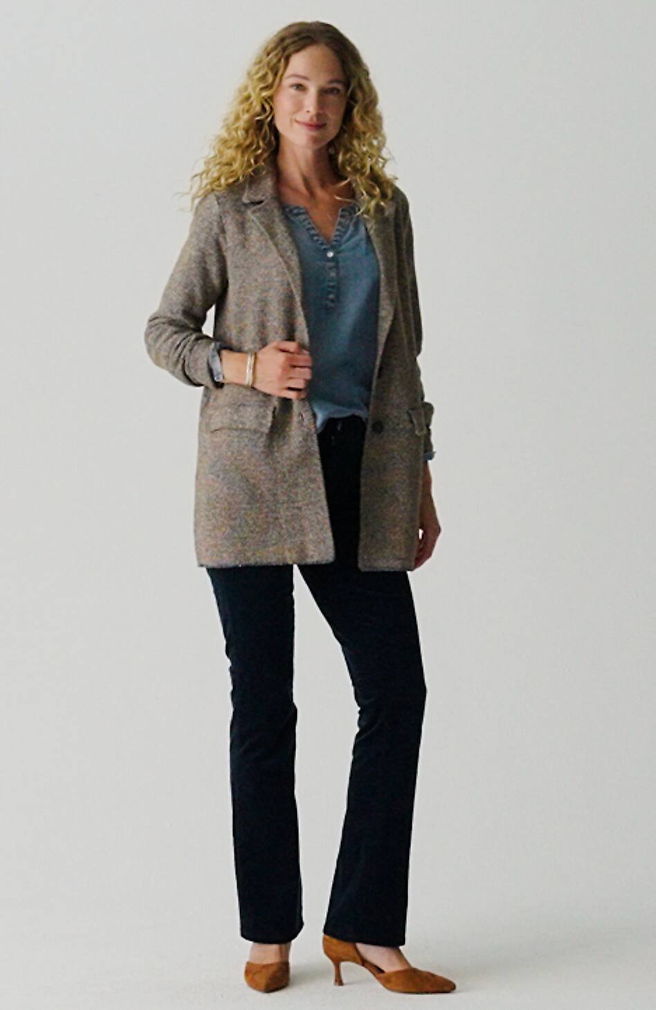Tweed-Textured Sweater-Jacket