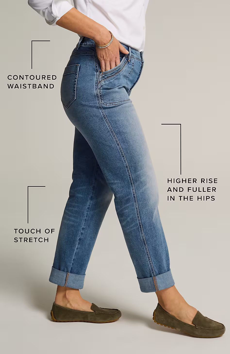 Curvy-Fit Patch-Pocket Jeans