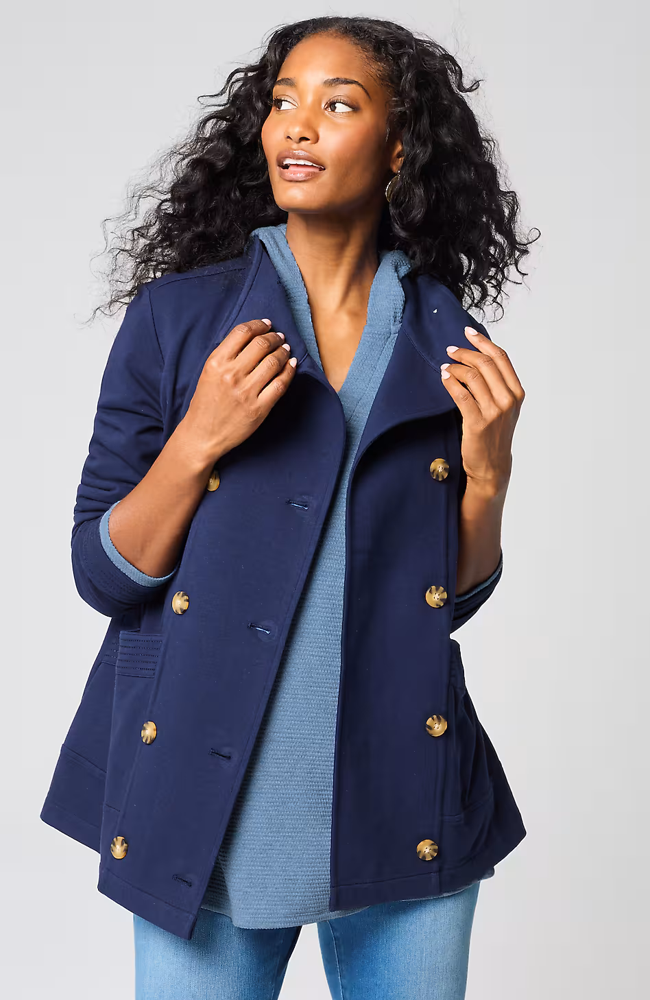 Pure Jill Cotton-Blend Textured Hoodie Tunic