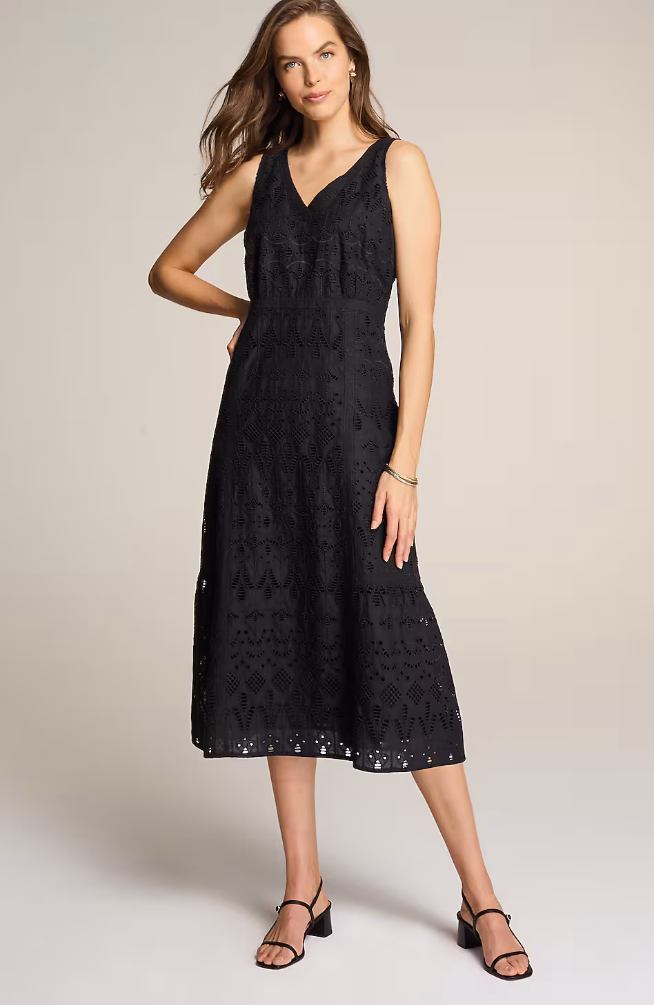 Eyelet Midi Swing Dress