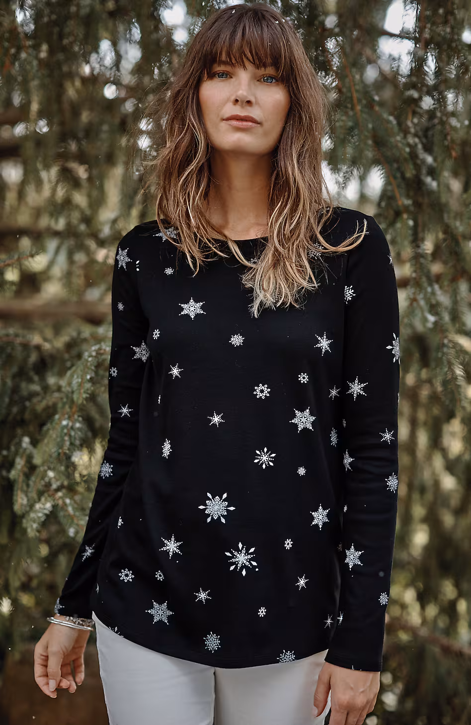 Long-Sleeve Pima Crew-Neck Tee