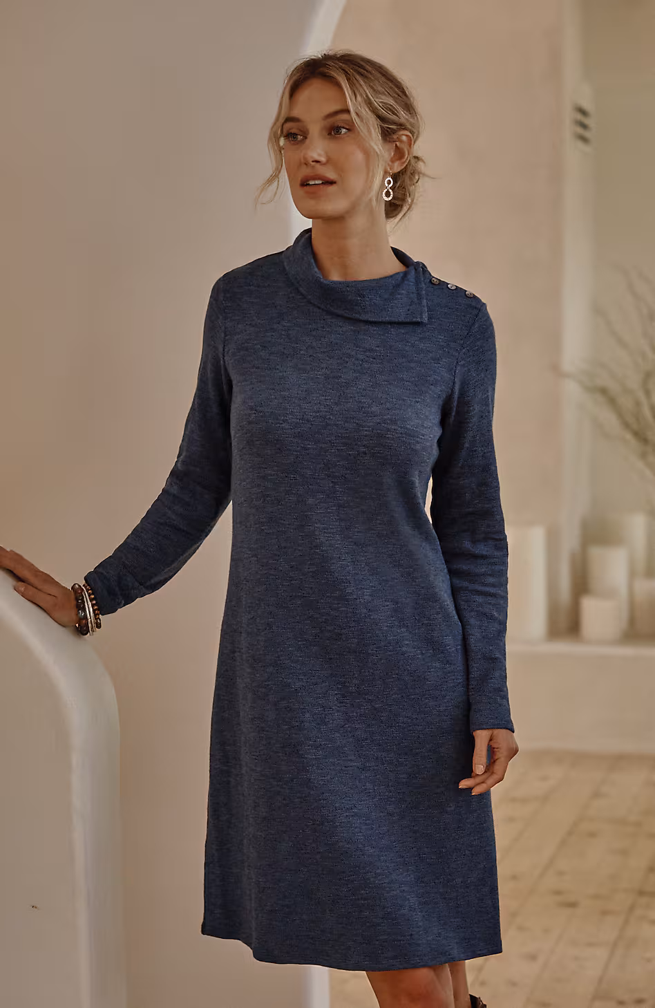 Pure Jill Asymmetrical Cowl-Neck Dress