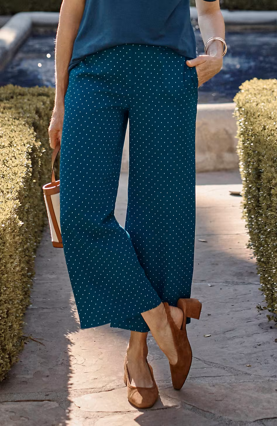 Wearever Easy-Care Woven Wide-Leg Crops
