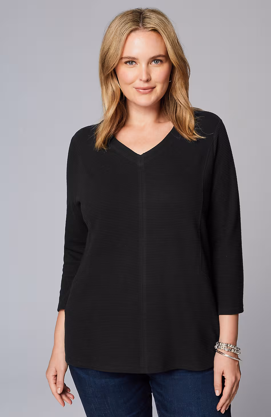 Wearever Double V-Neck Ottoman Top