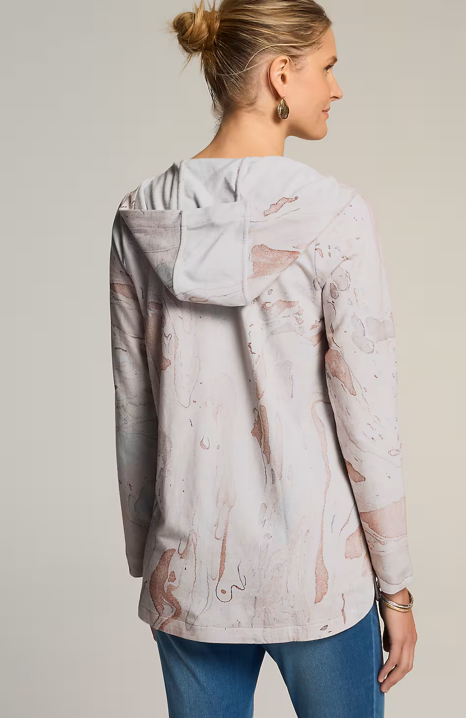 Pure Jill Marble-Dyed Hoodie Tunic
