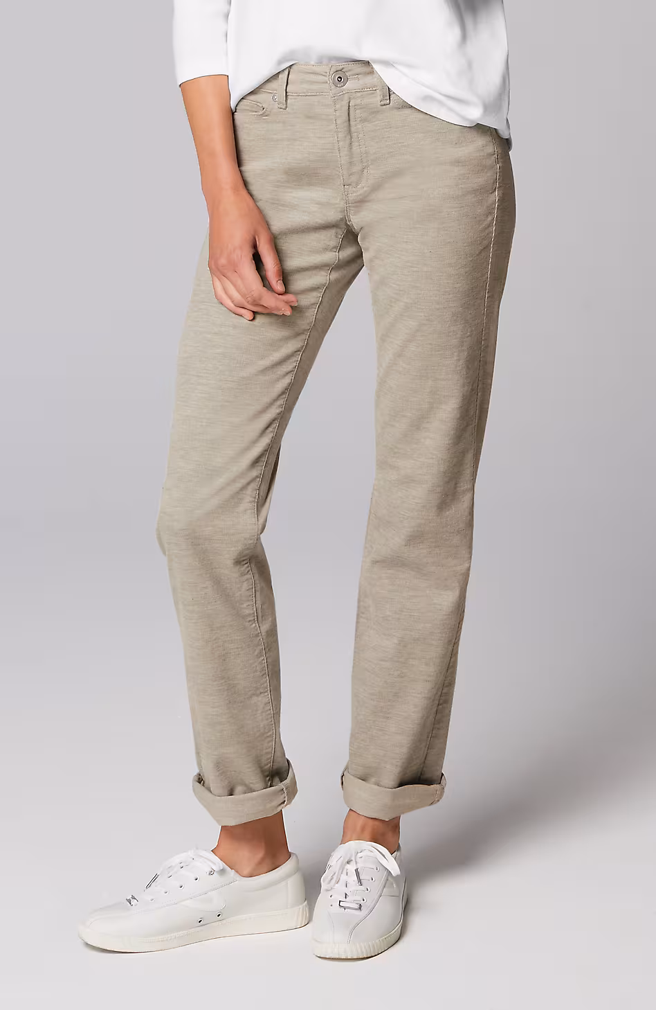 Heathered-Cord Relaxed Boyfriend Jeans