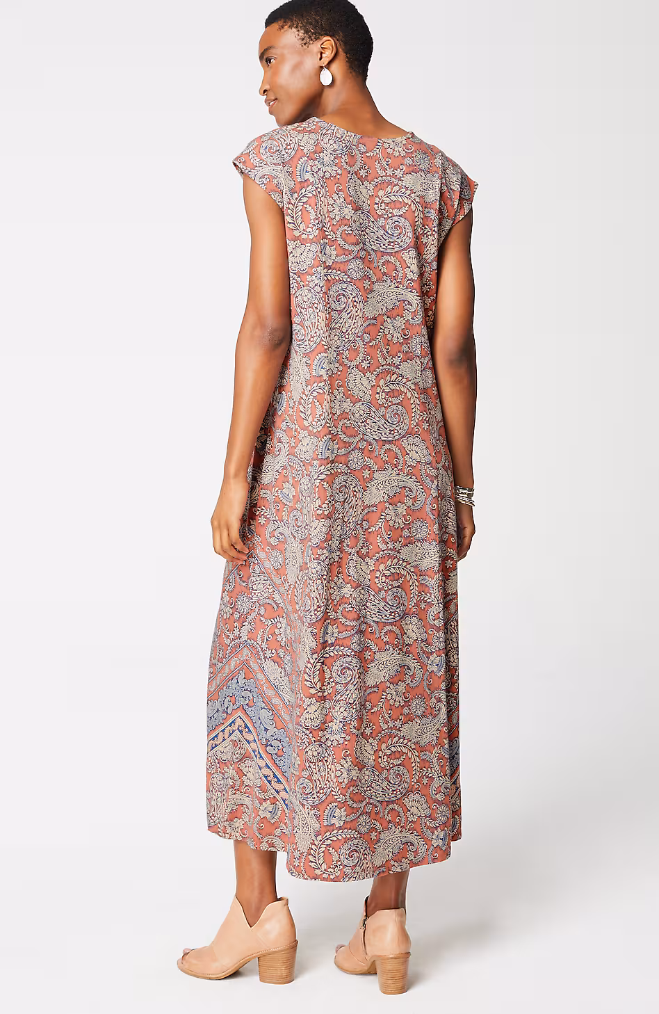 Pure Jill Placed-Border Maxi Dress