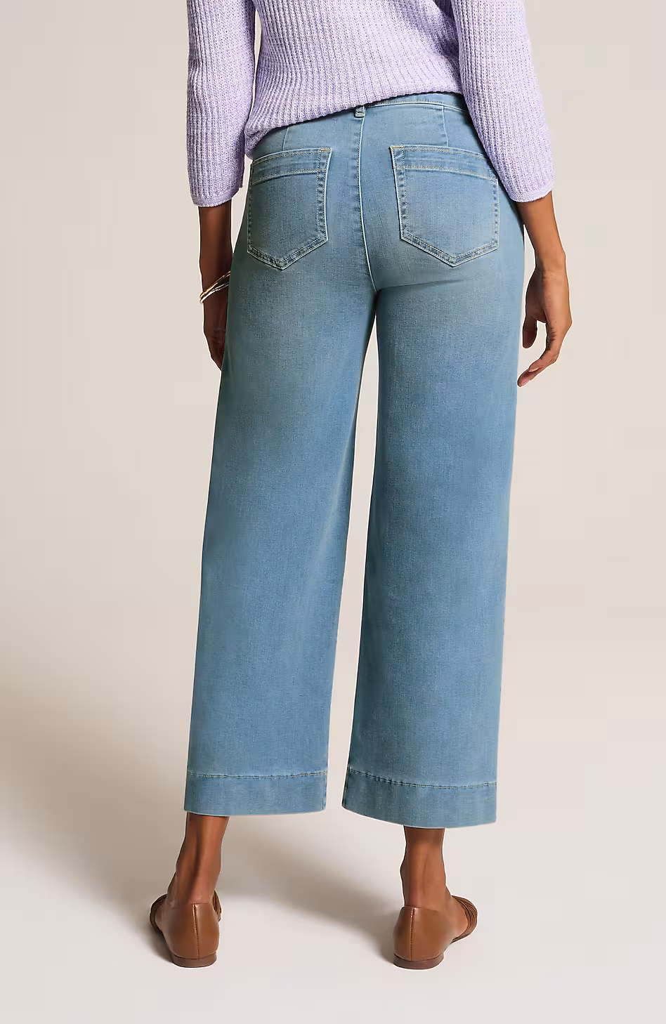 High-Rise Trapunto-Stitched Wide-Leg Jeans