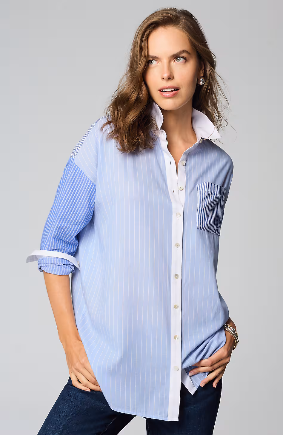 Mixed-Stripes Oversized Tunic