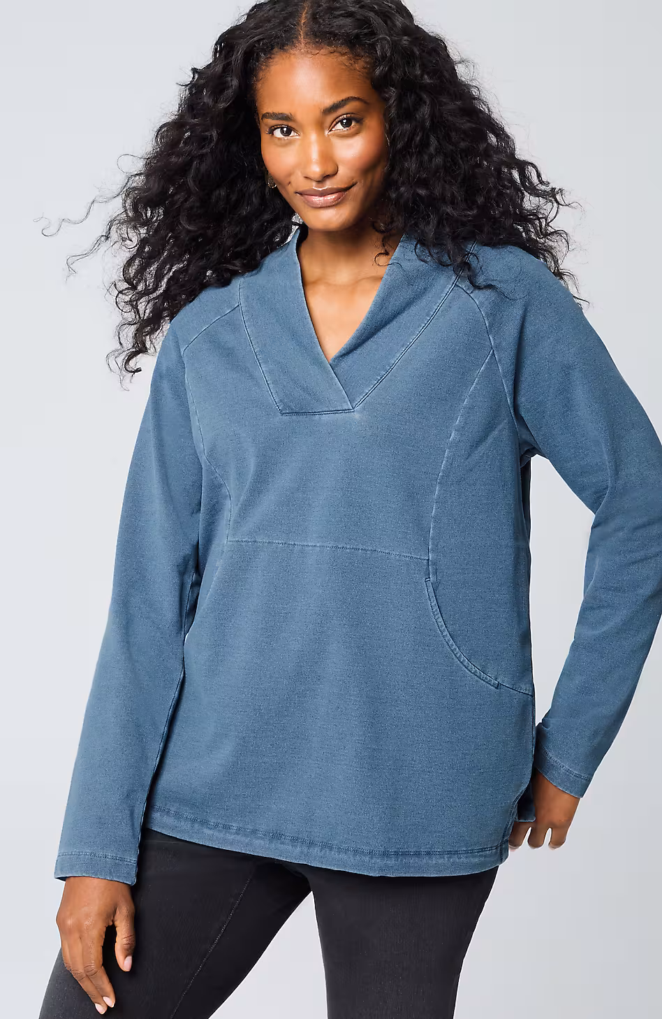 Pure Jill Indigo Front-Pocket Top