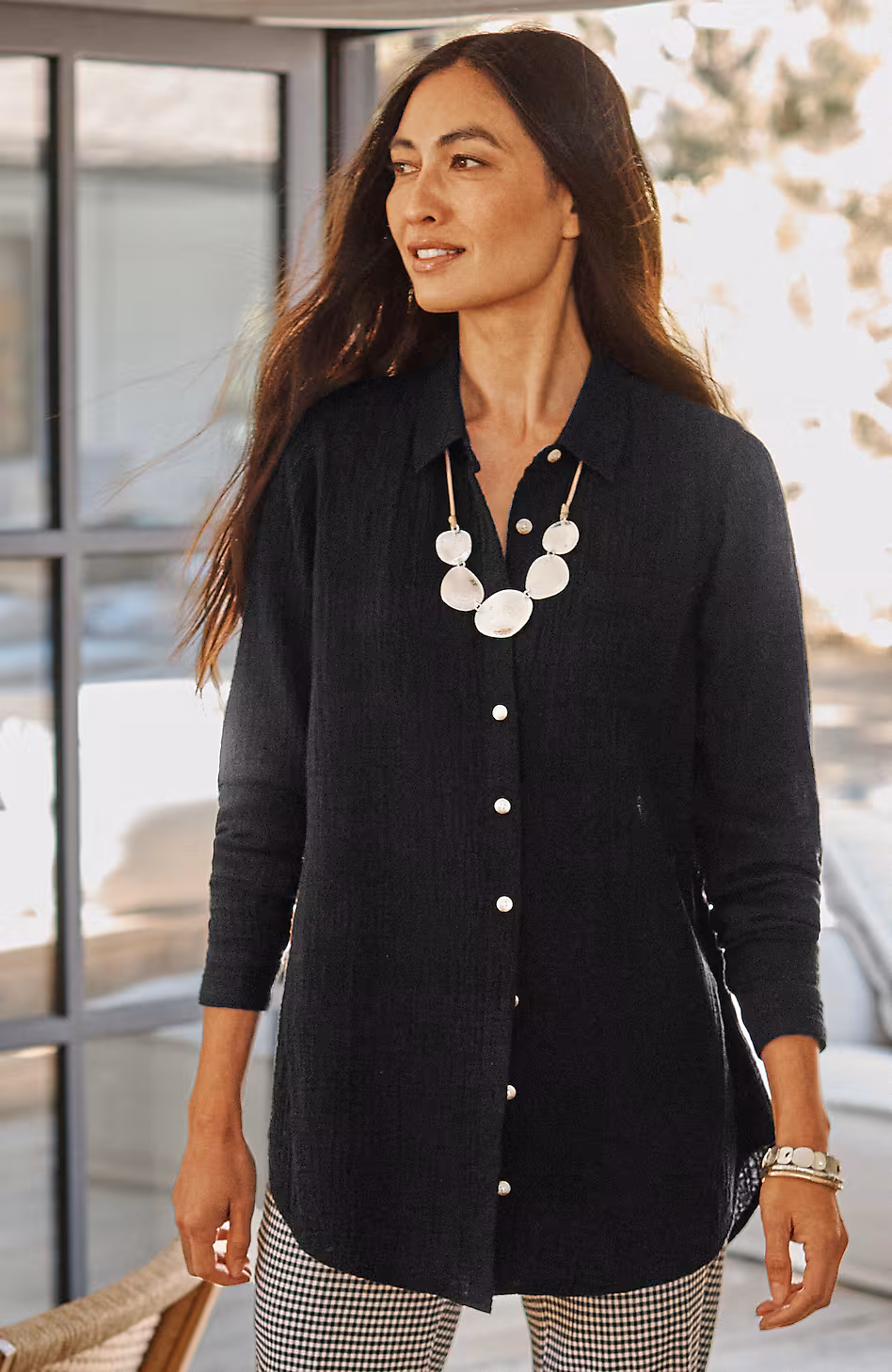 Cotton-Gauze A-Line Tunic