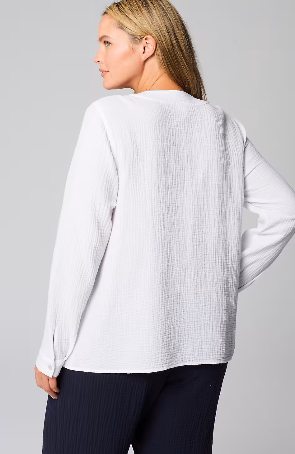 Cotton-Gauze V-Neck Top