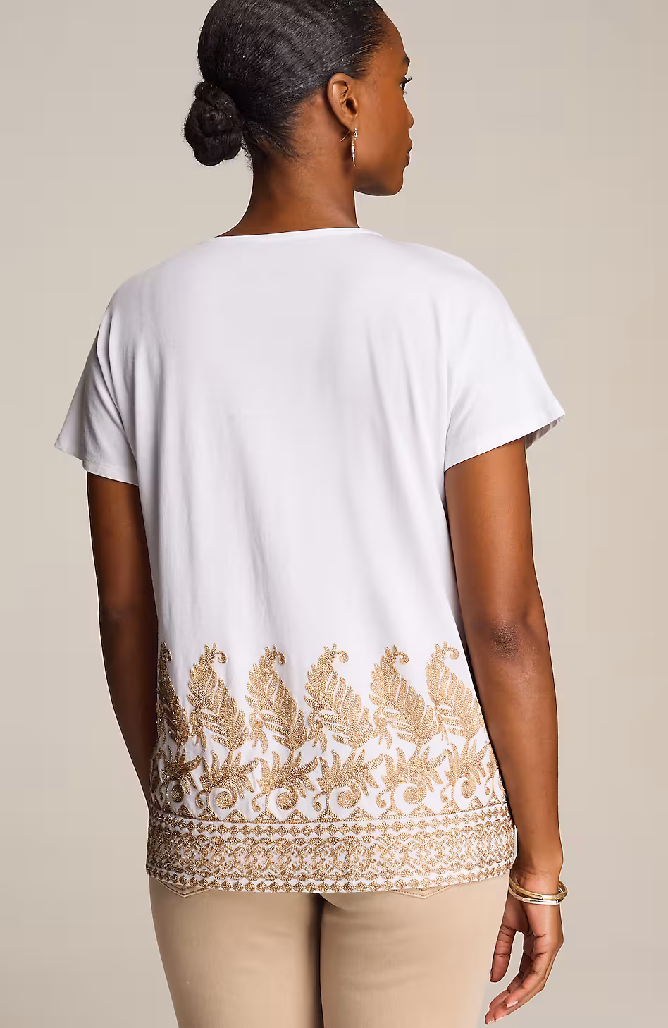 Pure Jill Metallic-Embroidered Top