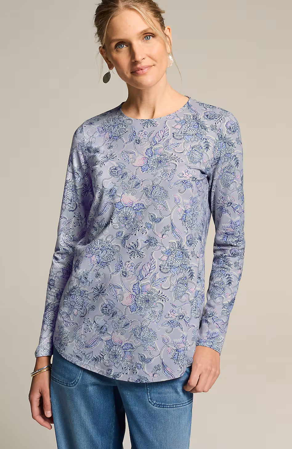 Pure Jill Long-Sleeve Shirttail Tee