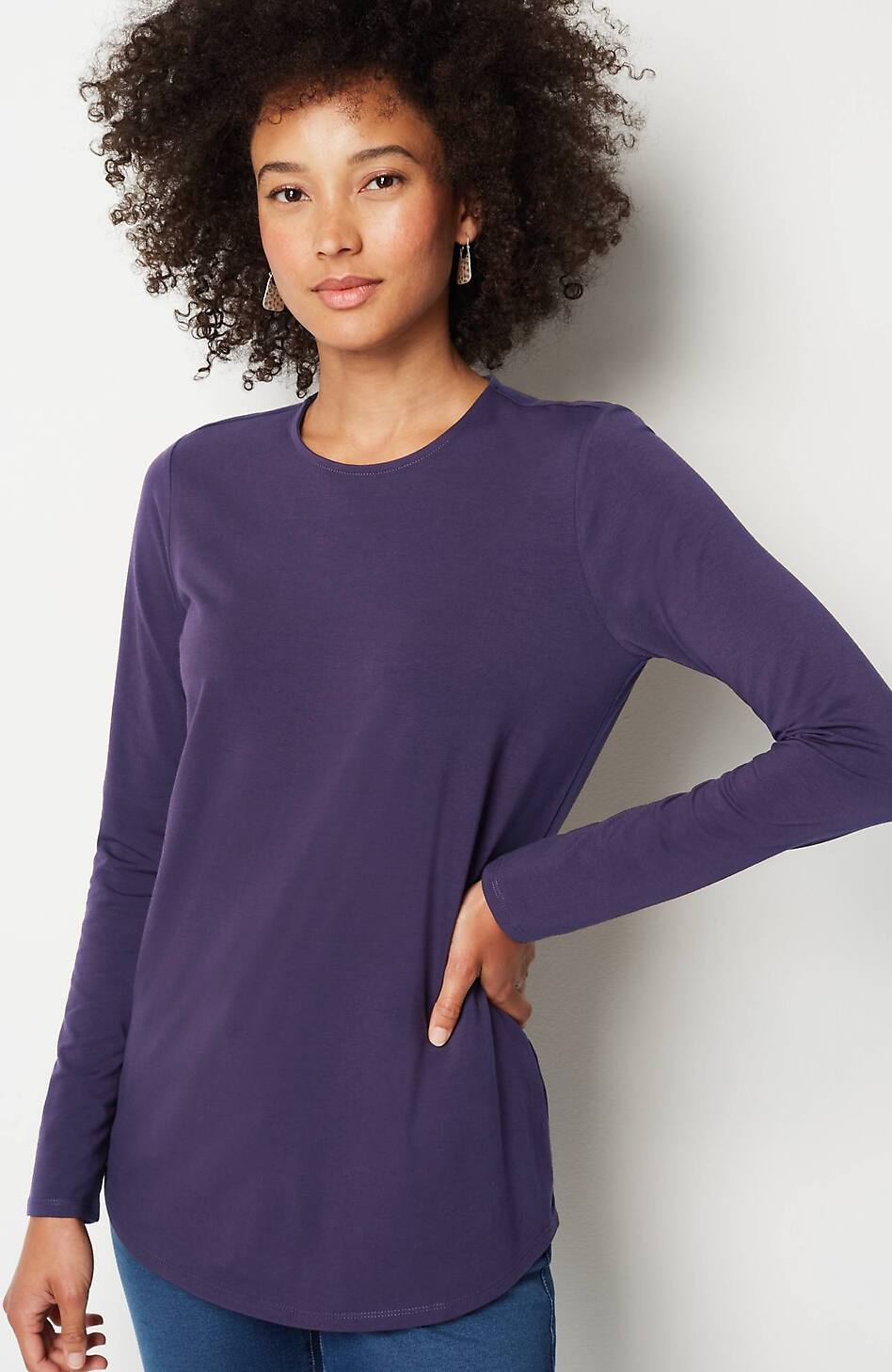Pure Jill Long-Sleeve Shirttail Tee