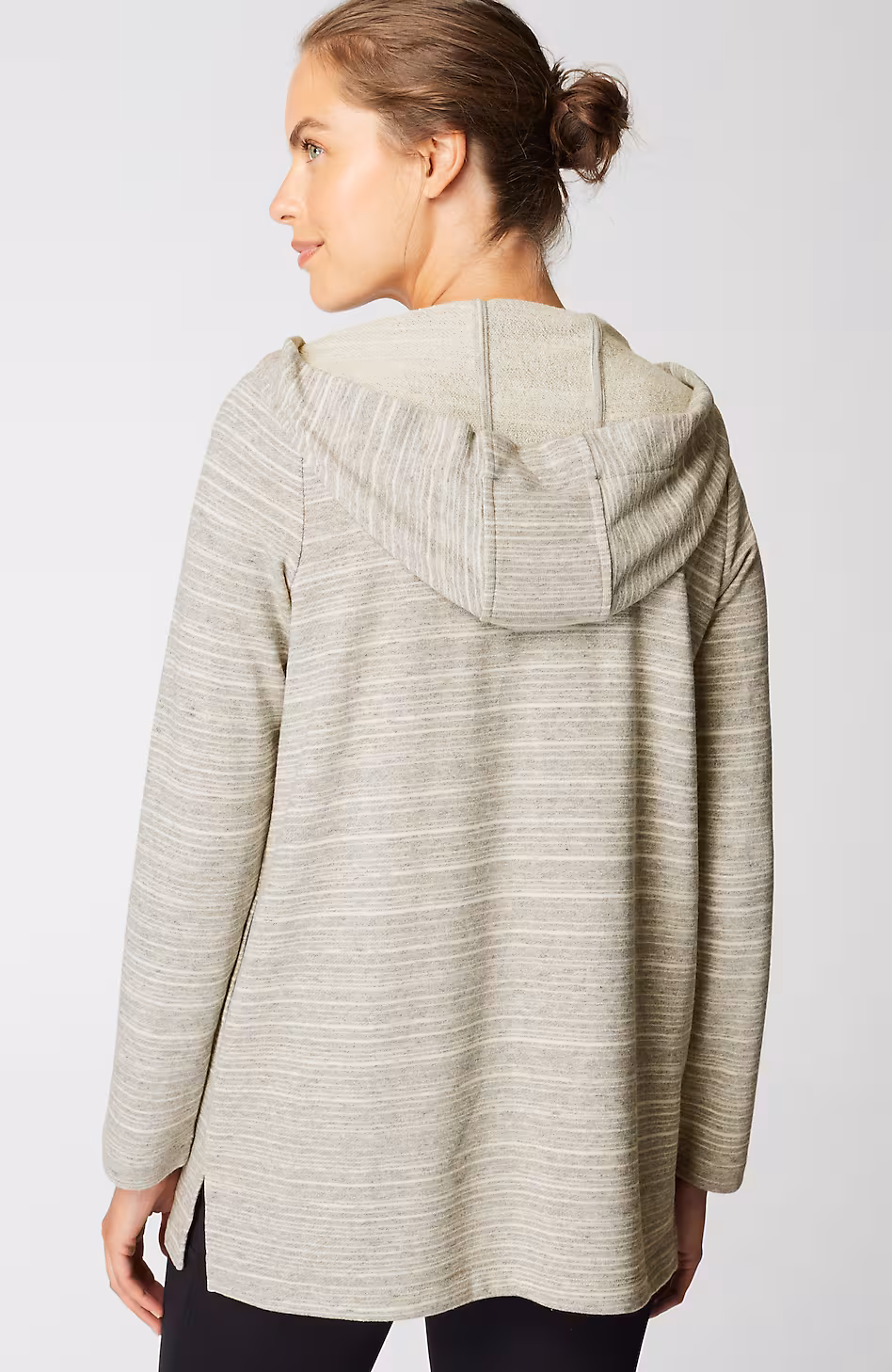 Fit Heathered-Stripes Hooded Tunic