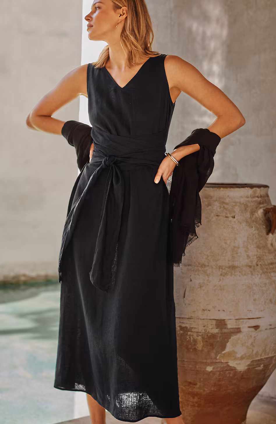 Pure Jill Linen Tie-Waist Maxi