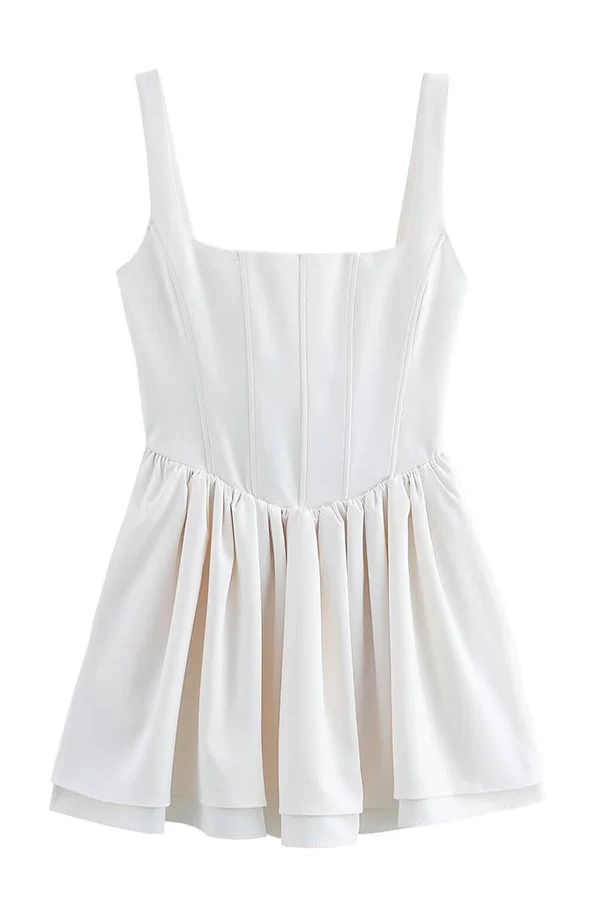 Solid Velvet Square Neck Slim Fit Mini Dress