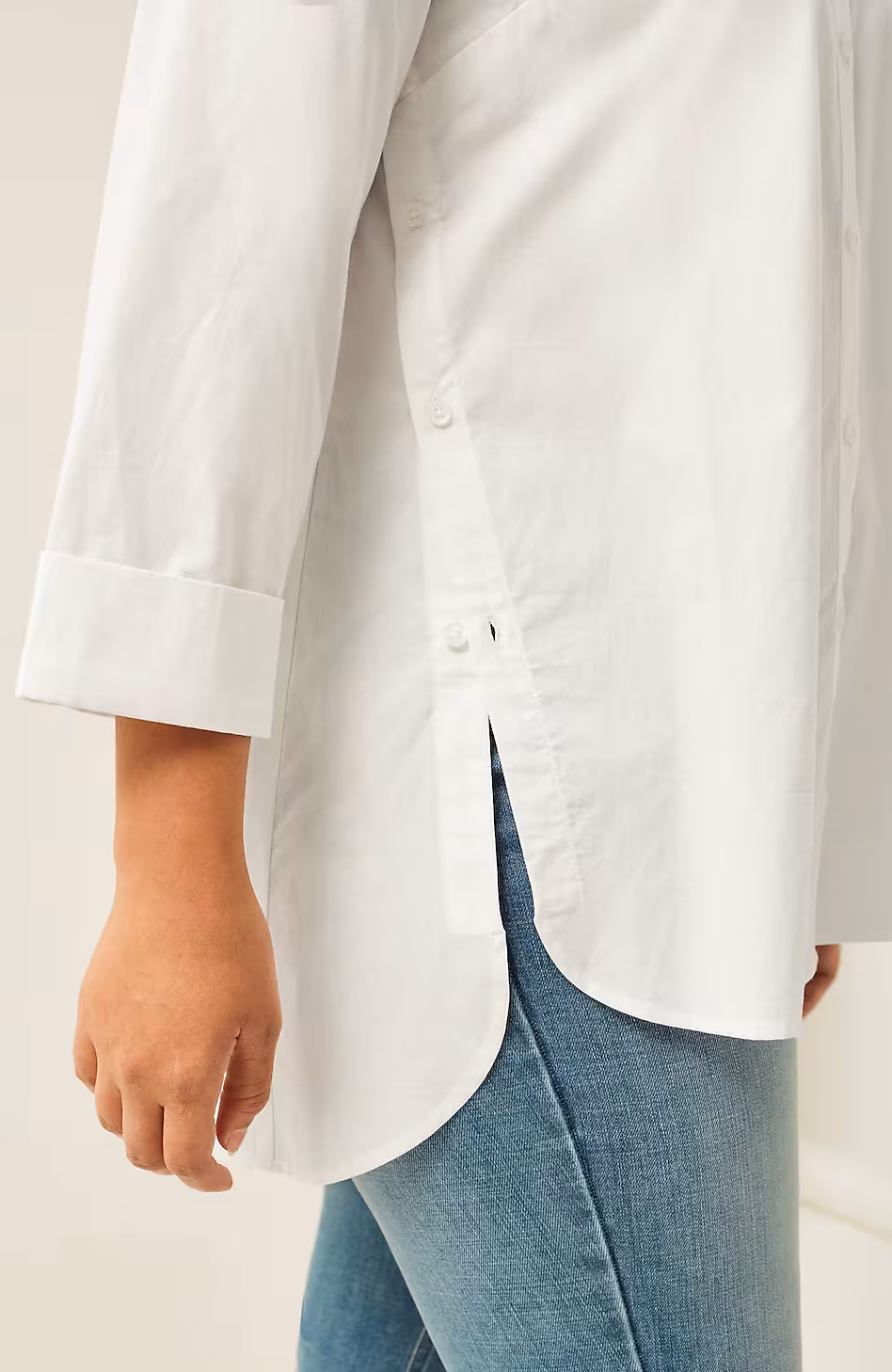 Side-Button Stepped-Hem Tunic