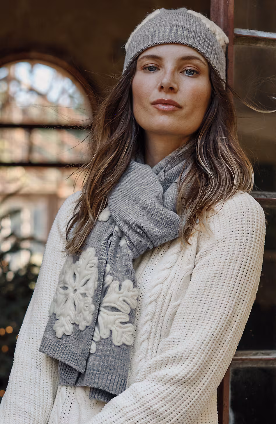 Needle-Felted Snowflake Scarf