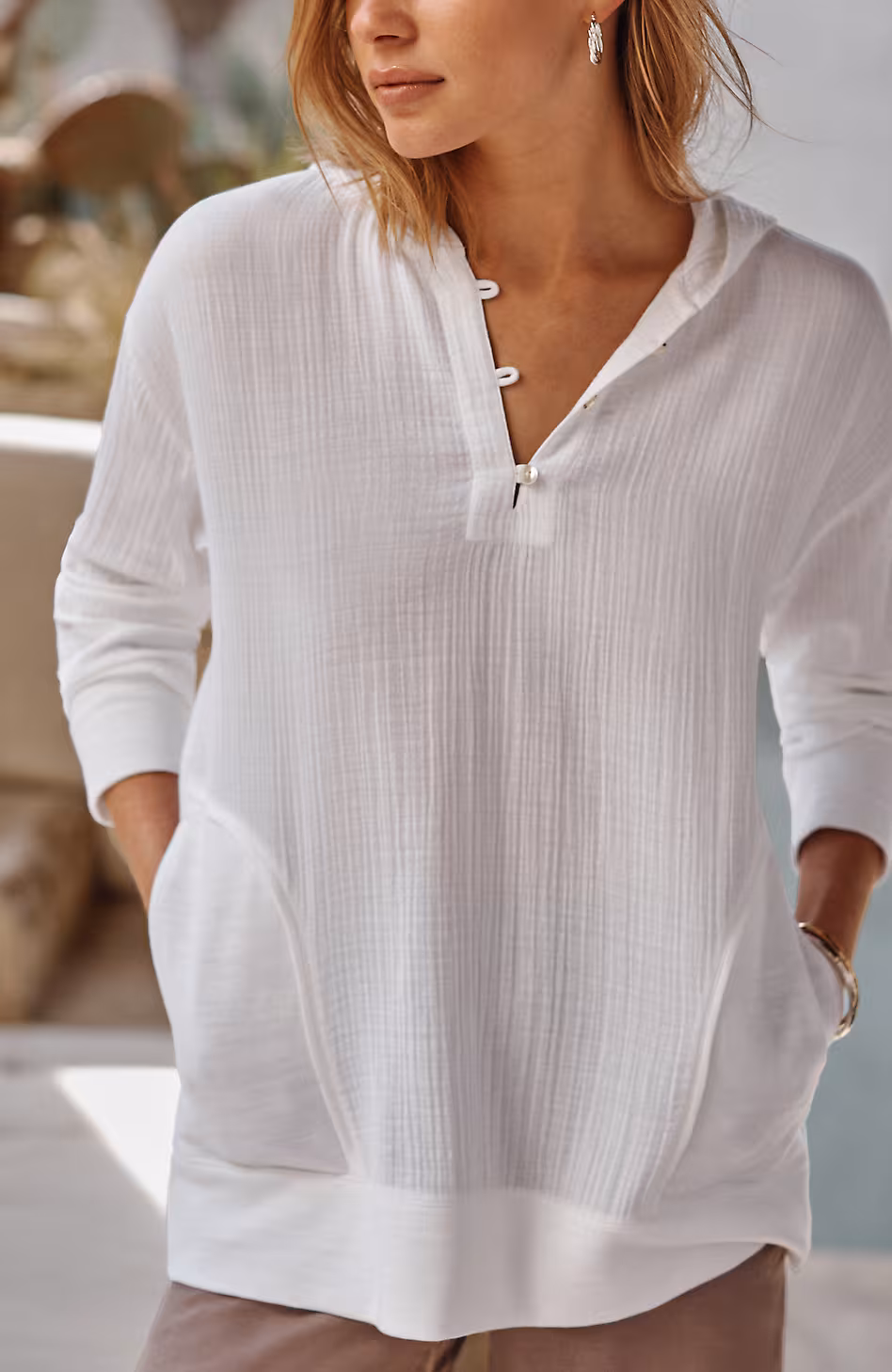 Pure Jill French Terry & Gauze Hoodie