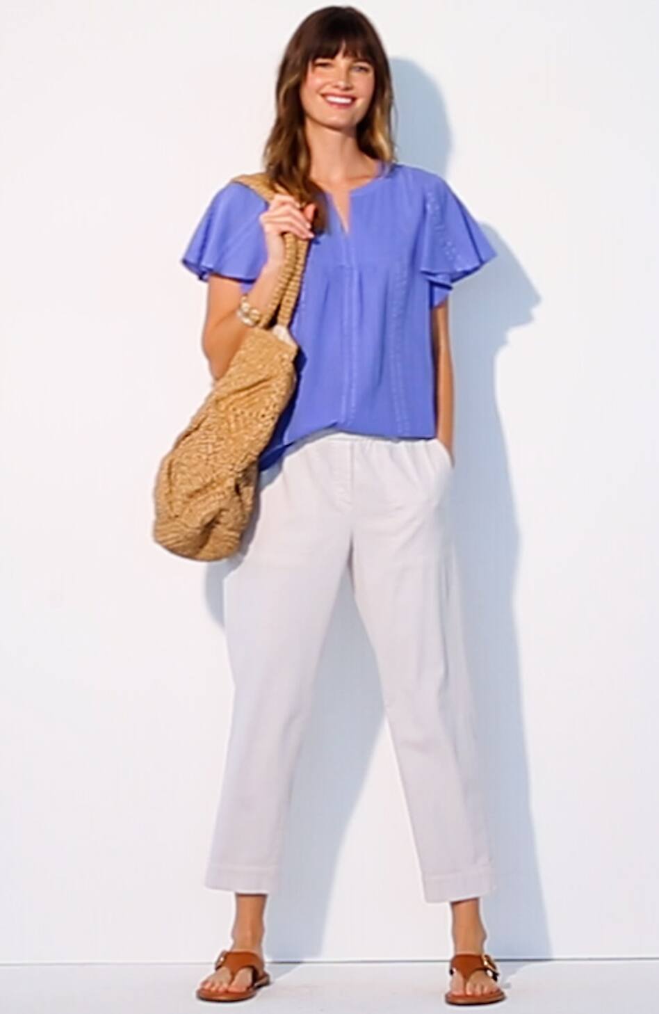 Geometrically Embroidered Textured Top