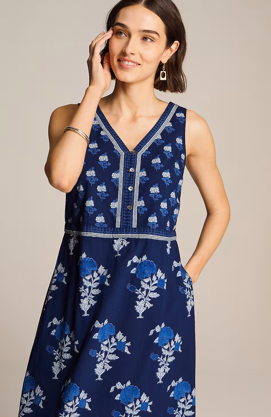 Pure Jill Mixed-Print Maxi Dress