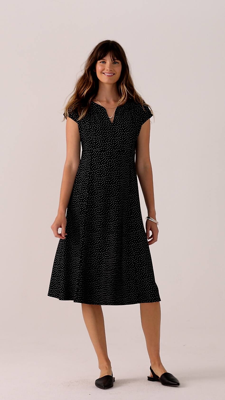 Wearever Seamed Split-Neck Dress