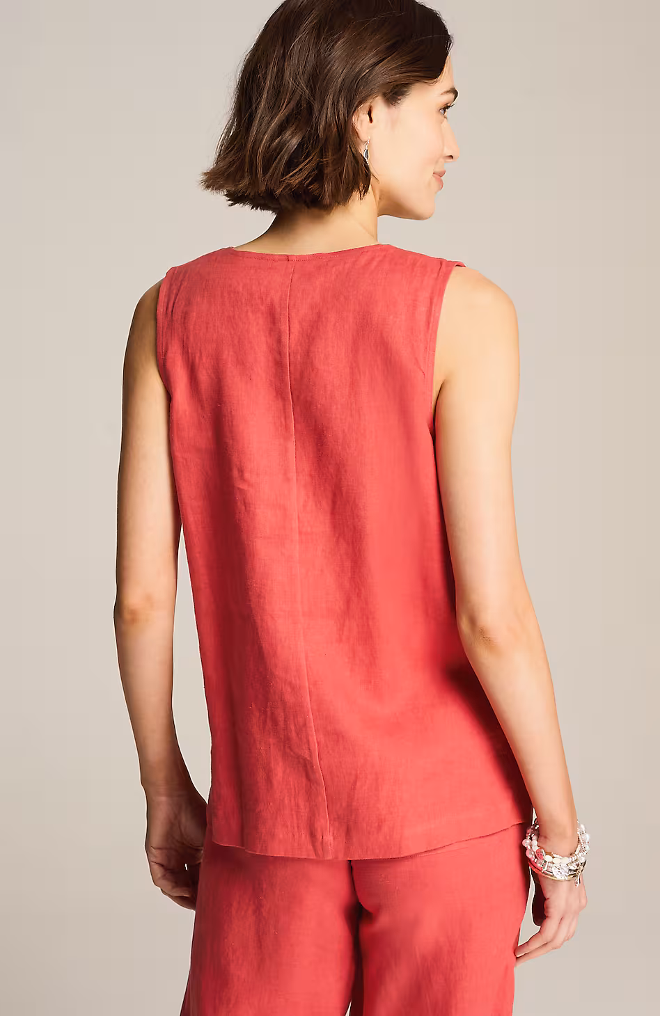 Linen-Trimmed Tank