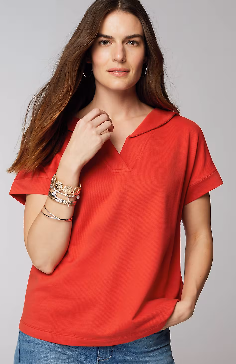 Collared Short-Sleeve Sweatshirt
