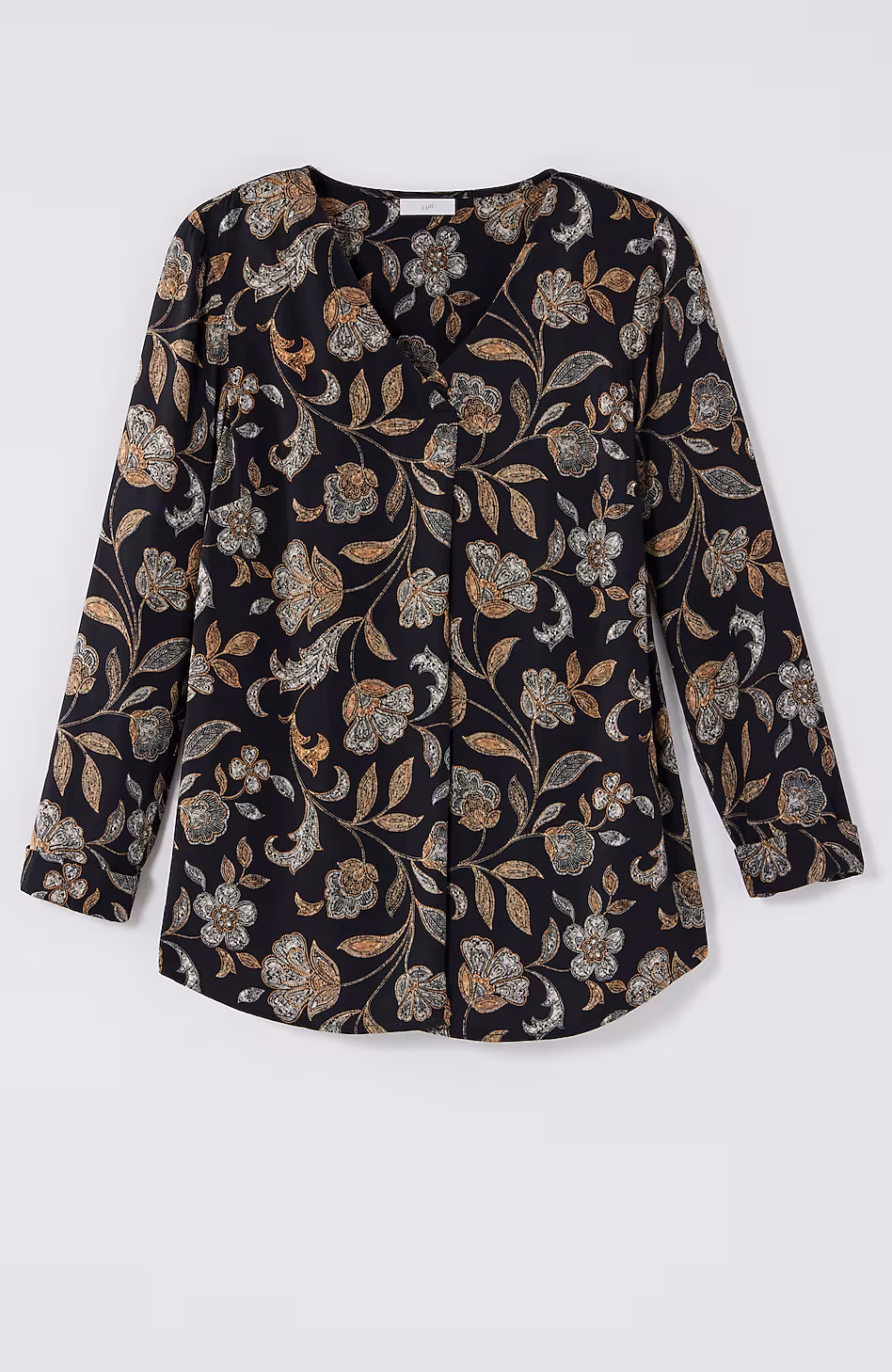 Printed Satin V-Neck Popover