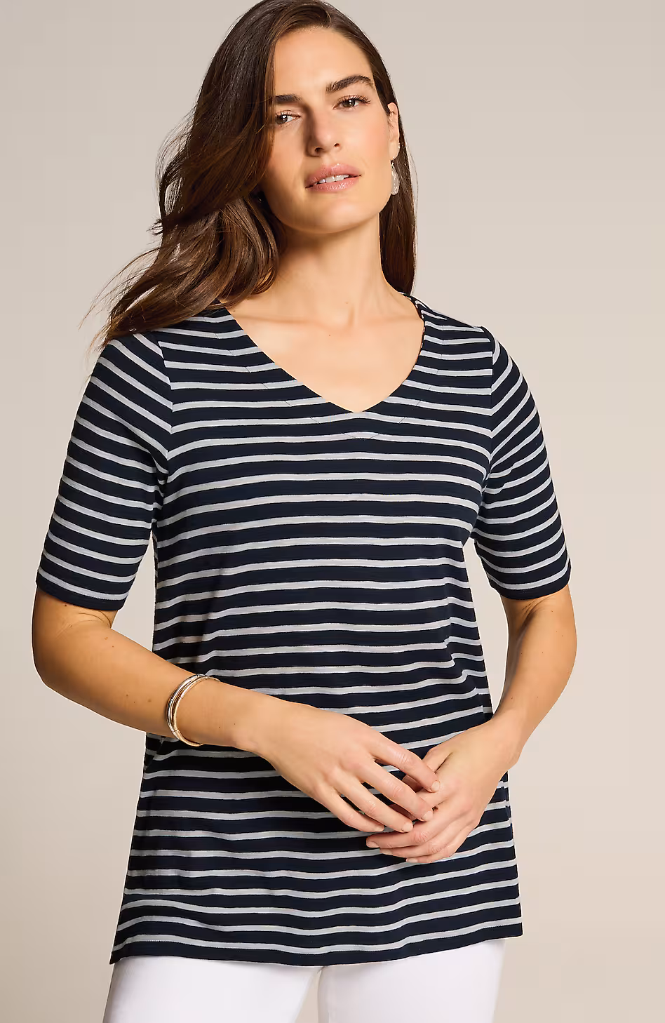 Pima-Slub Elbow-Sleeve Tee
