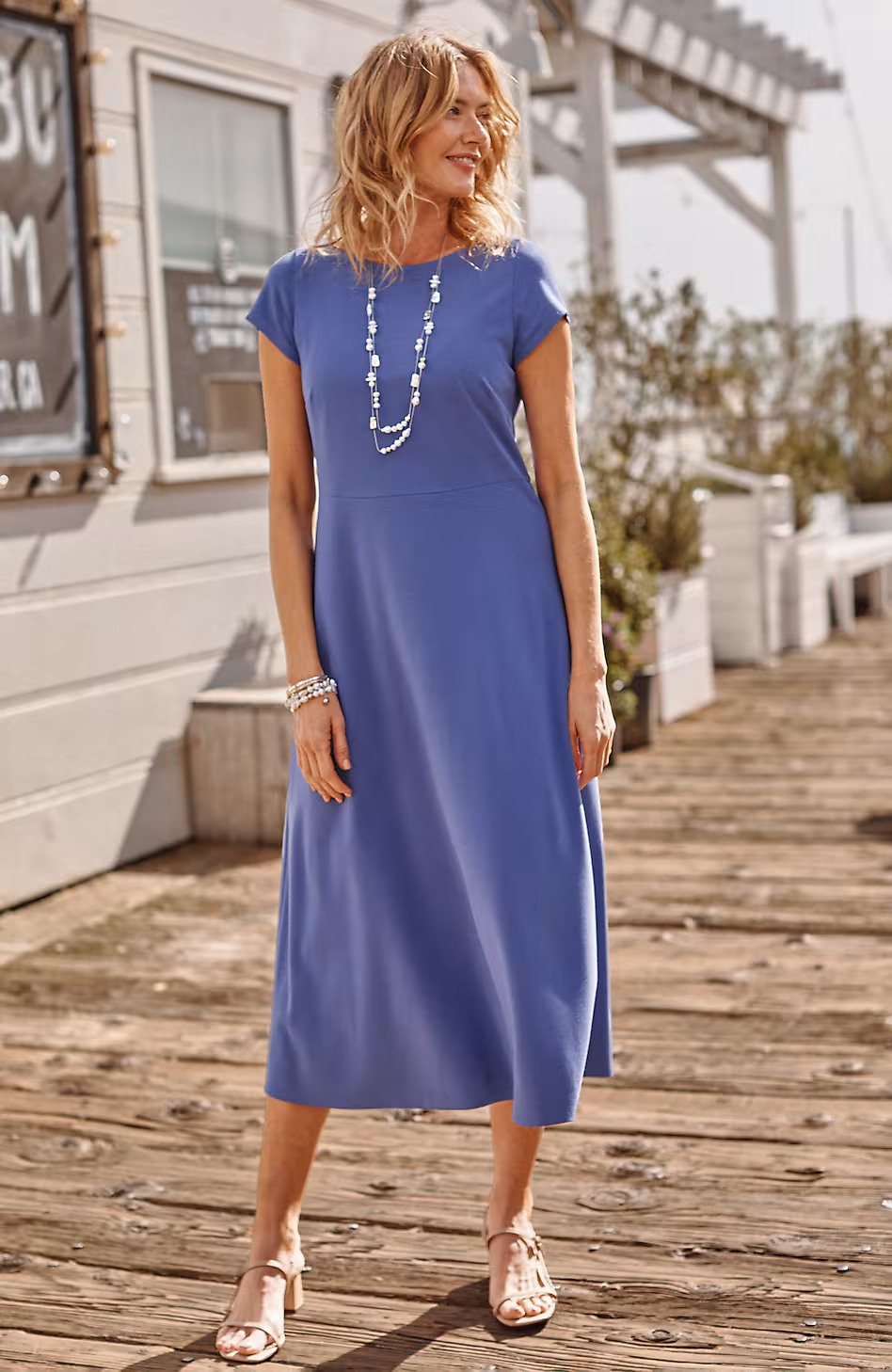 Wearever Double-Face Jersey Boat-Neck Dress