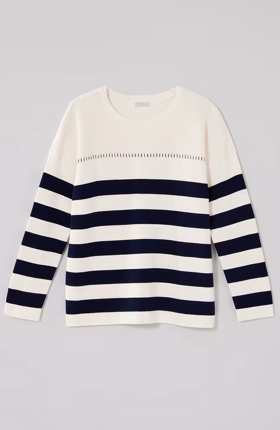 Contrast-Stitched Stripe Sweater