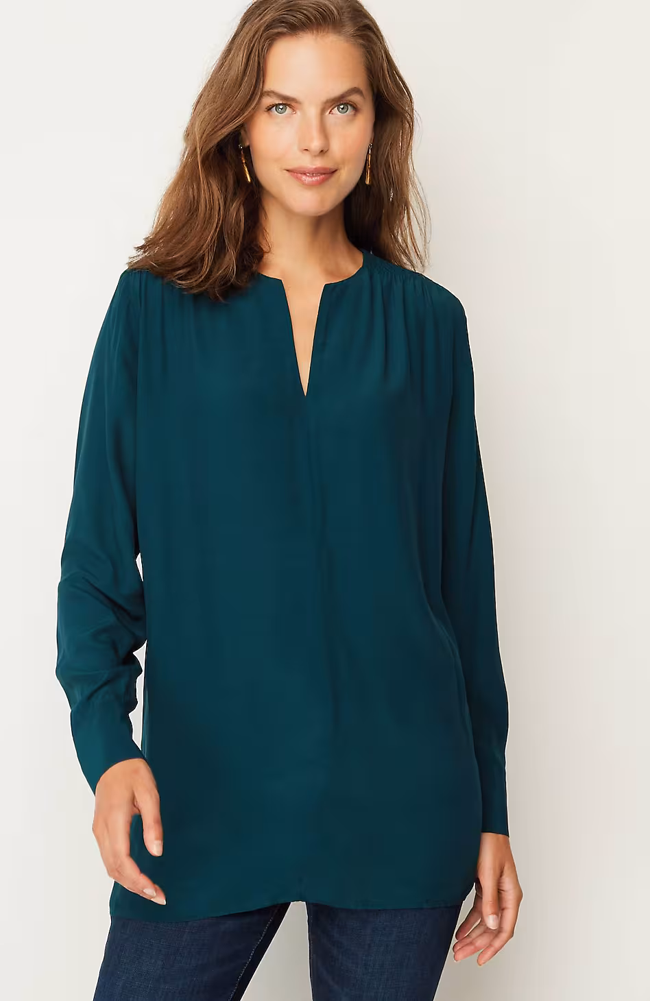 Smocked Split-Neck Tunic